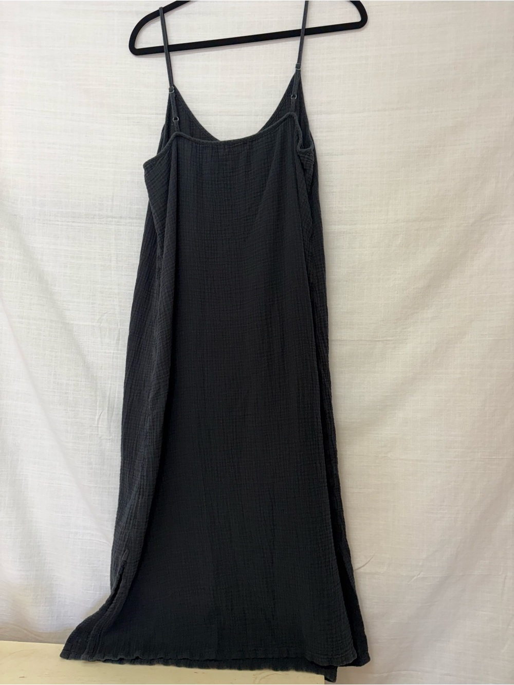 UGG Black Textured Maxi Slip Dress with Spaghetti Straps 100% cotton Size XL - Picture 6 of 6